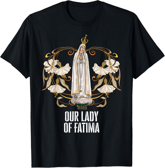 Our Lady of Fatima Marian Catholic T-Shirt - T-Shirt | Black