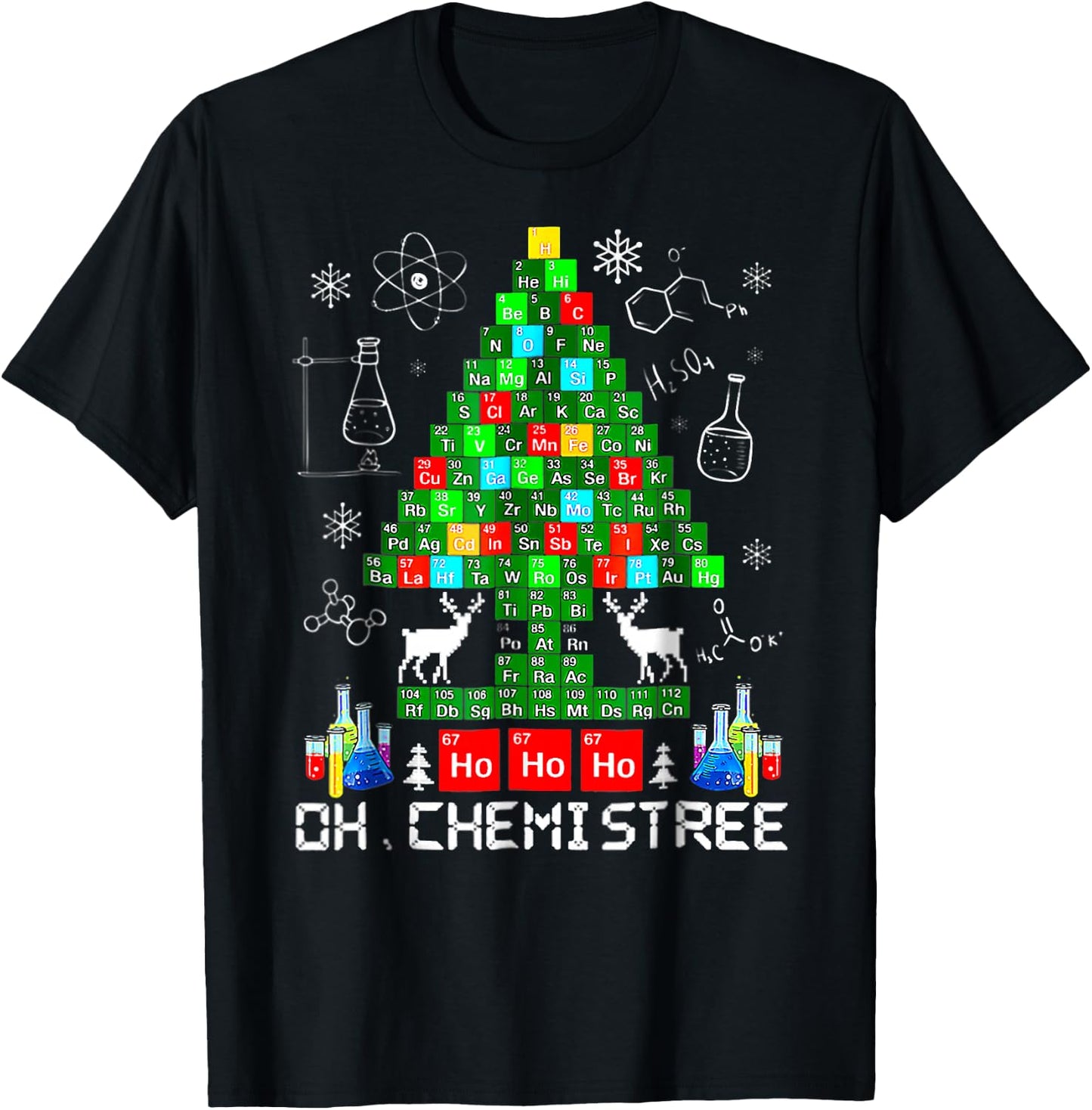 BORN Oh Chemistree Funny Science Christmas Tree Chemistry Chemist T-Shirt - T-Shirt | Black