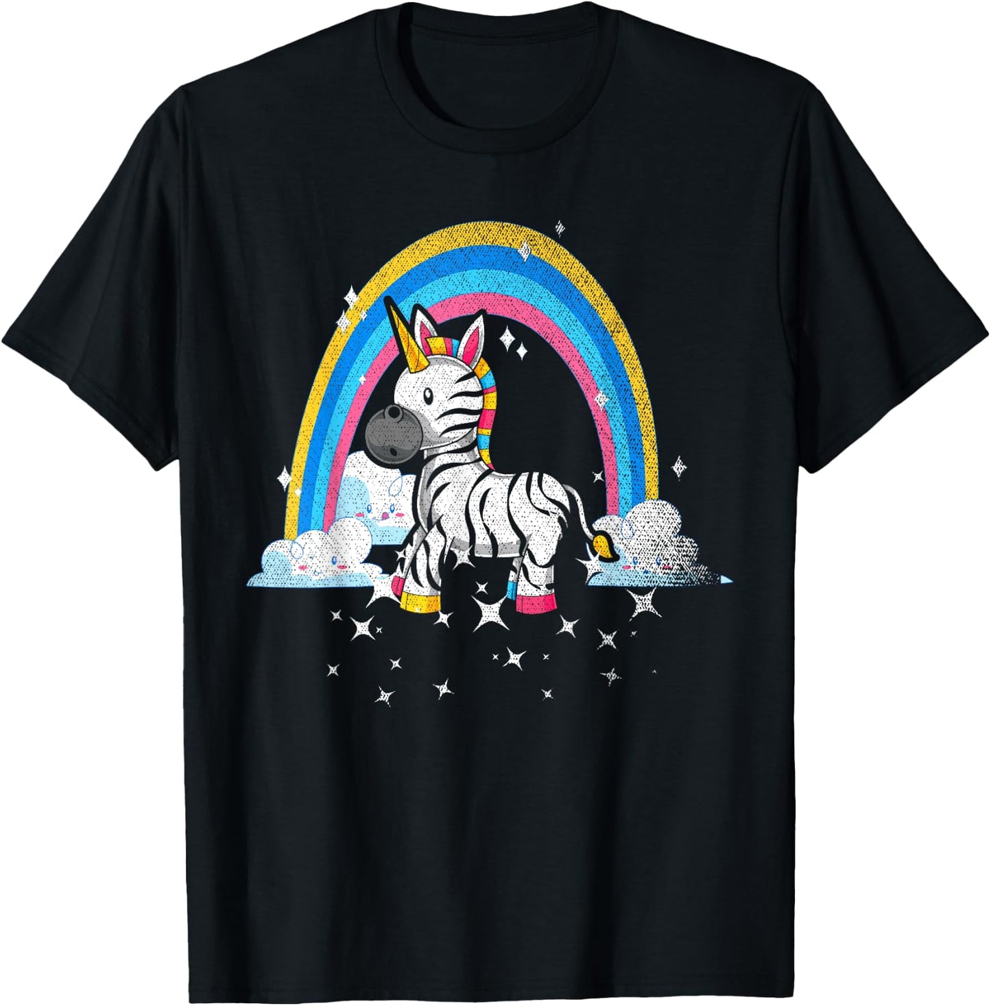 Rainbow Zebracorn Africa Animal Fantasy Zebra Unicorn T-Shirt - T-Shirt | Black