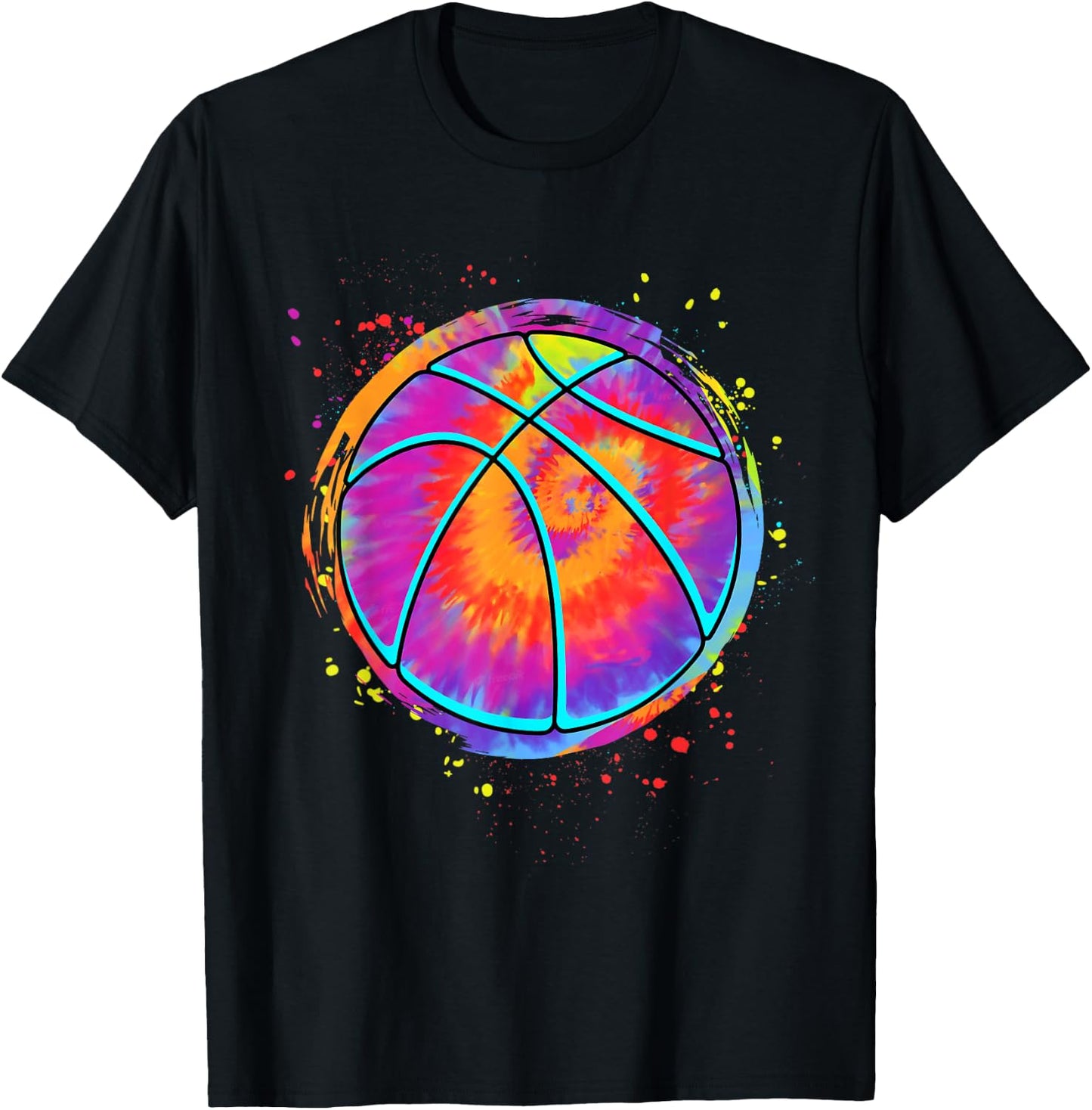 Tie Dye Basketball Ball Colorful Basketball Lovers Men Women T-Shirt - T-Shirt | Black