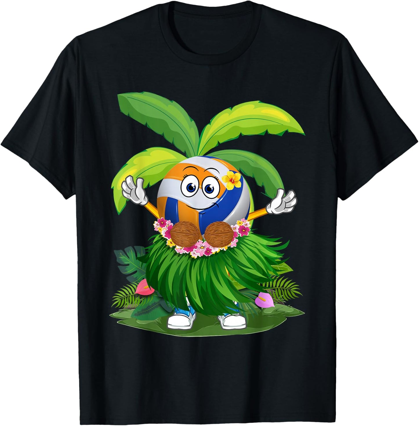 Cute Hawaiian Volleyball Ball Tropical Beach Summer Vacation T-Shirt - T-Shirt | Black