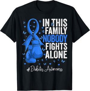 Blue Ribbon Survivor Fighter Diabetes Awareness T-Shirt - T-Shirt | Black