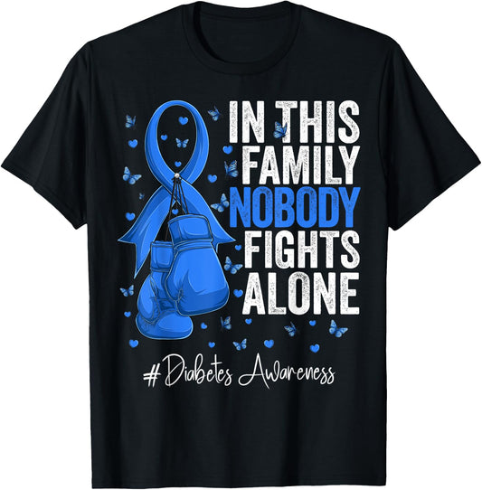 Blue Ribbon Survivor Fighter Diabetes Awareness T-Shirt - T-Shirt | Black