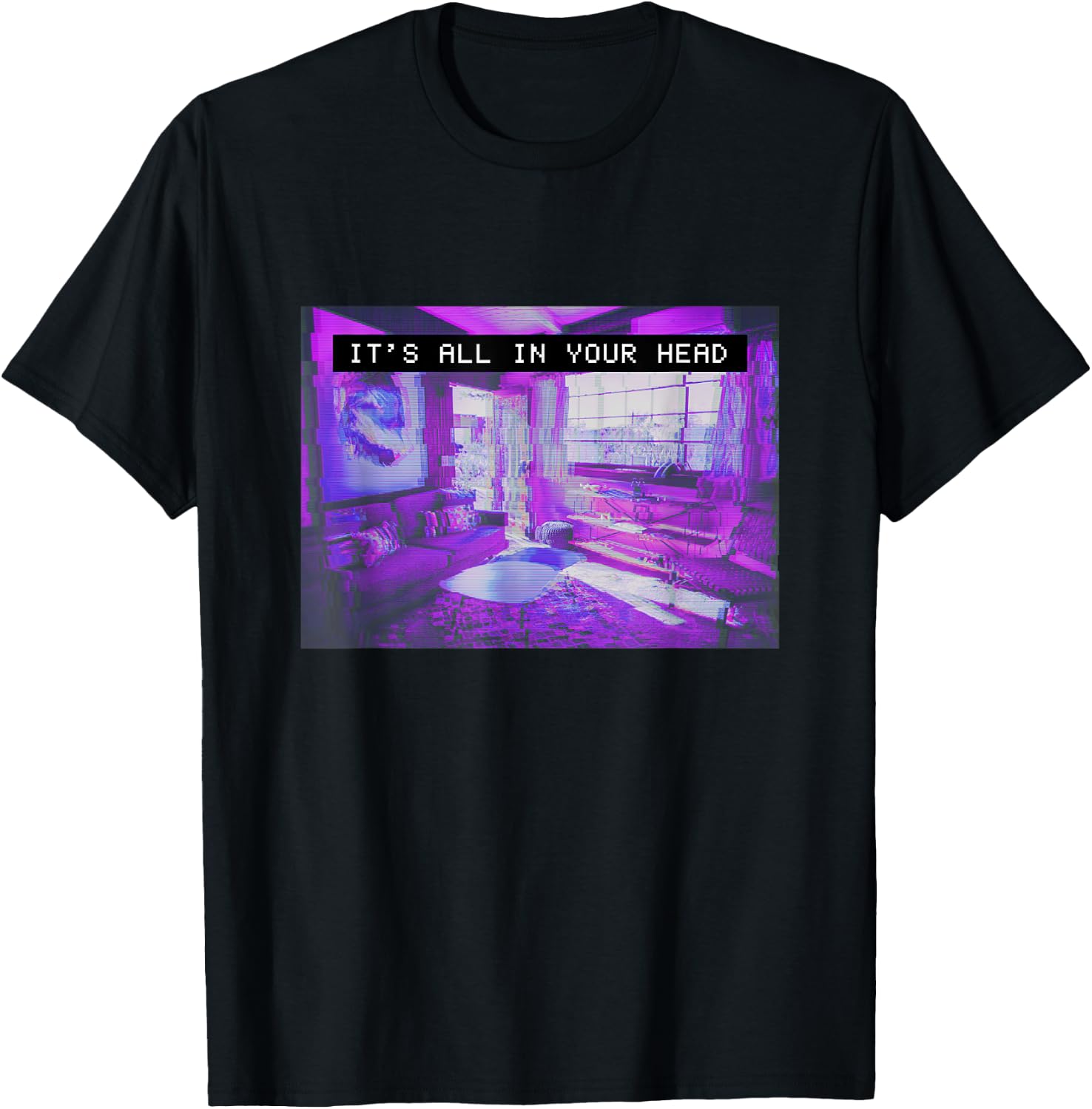Vaporwave Aesthetic 80s Synthwave It's All in Your Mind Head T-Shirt - T-Shirt | Black