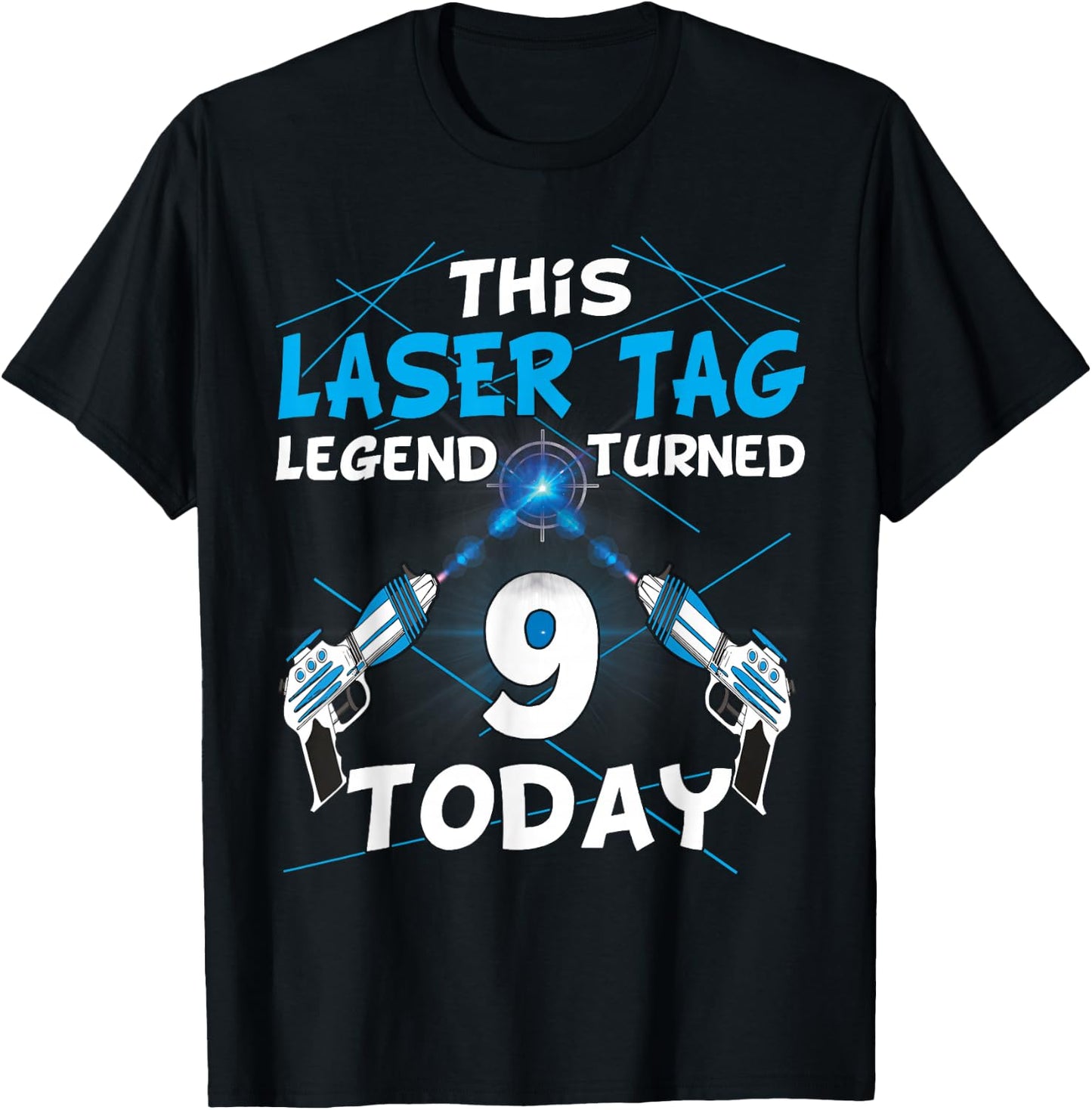 Lasertag Birthday Party - laser tag 9 years birthday T-Shirt - T-Shirt | Black