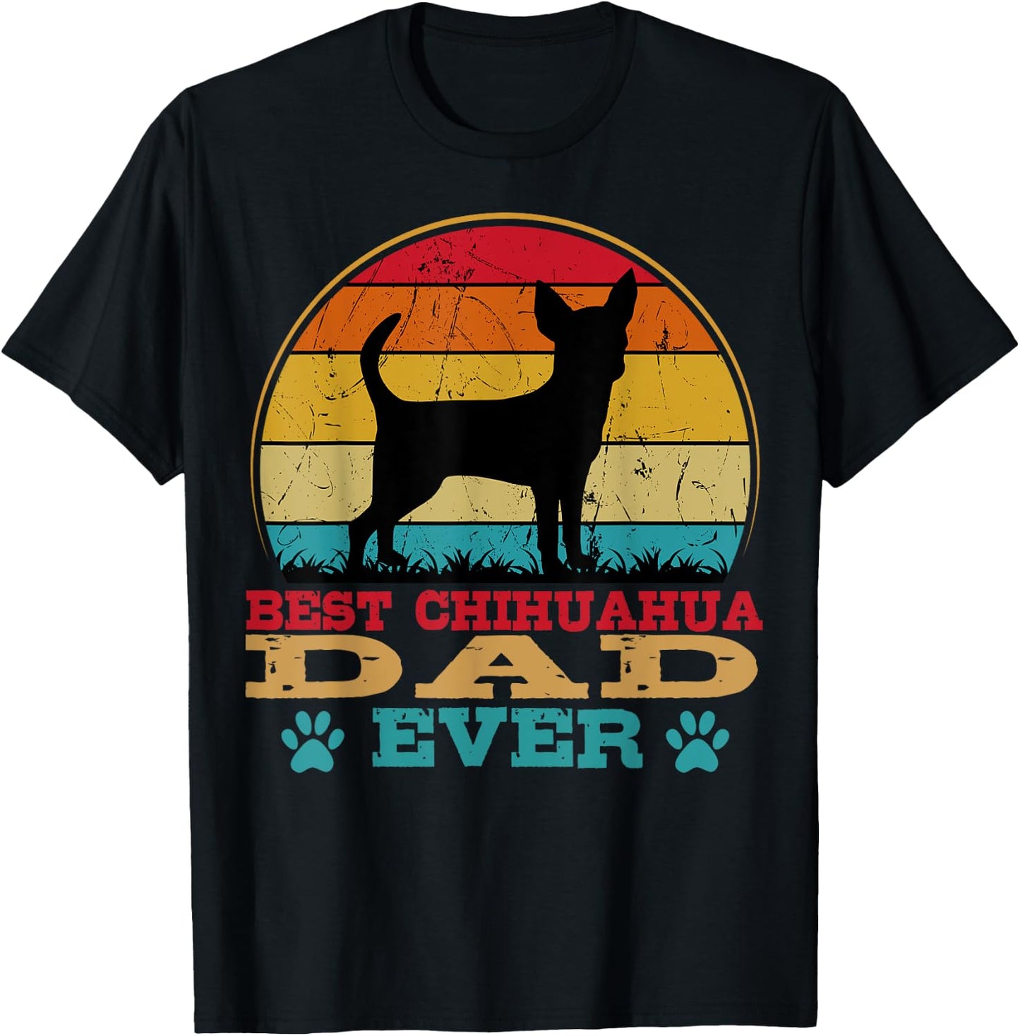 Chihuahua Dad Retro Vintage Dog Owner Breeder Father's Day Men Women Girls Kids T-Shirt - T-Shirt | Black