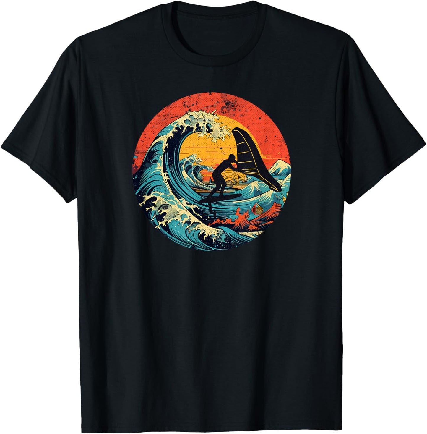 Wingfoil Surfer Wingfoiling Board Vintage Wing Foiling T-Shirt - T-Shirt | Black