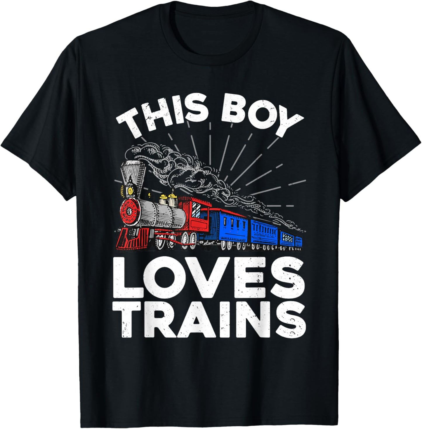 Cool Train Art For Boys Kids Toddlers Train Lovers Railroad T-Shirt - T-Shirt | Black