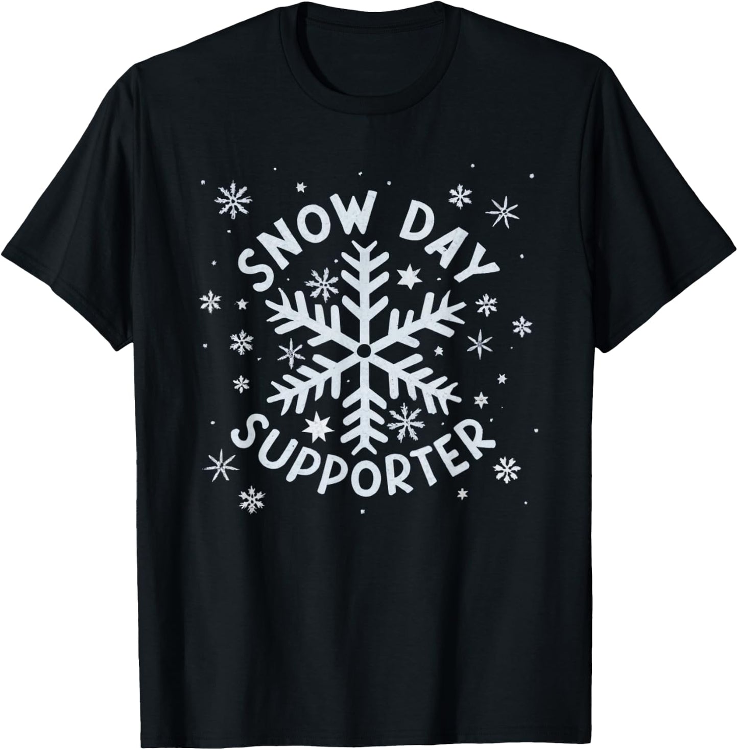 Snow Day Supporter Snowflake Winter Let It Snow T-Shirt - T-Shirt | Black