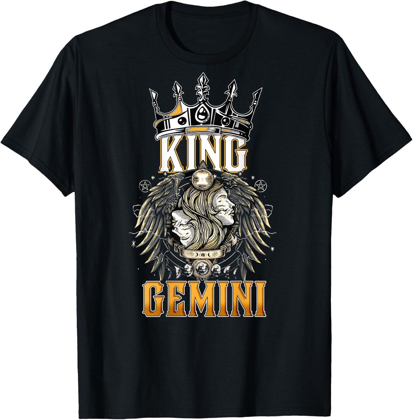 Happy Birthday Gemini King Black King Zodiac Birthday T-Shirt - T-Shirt | Black
