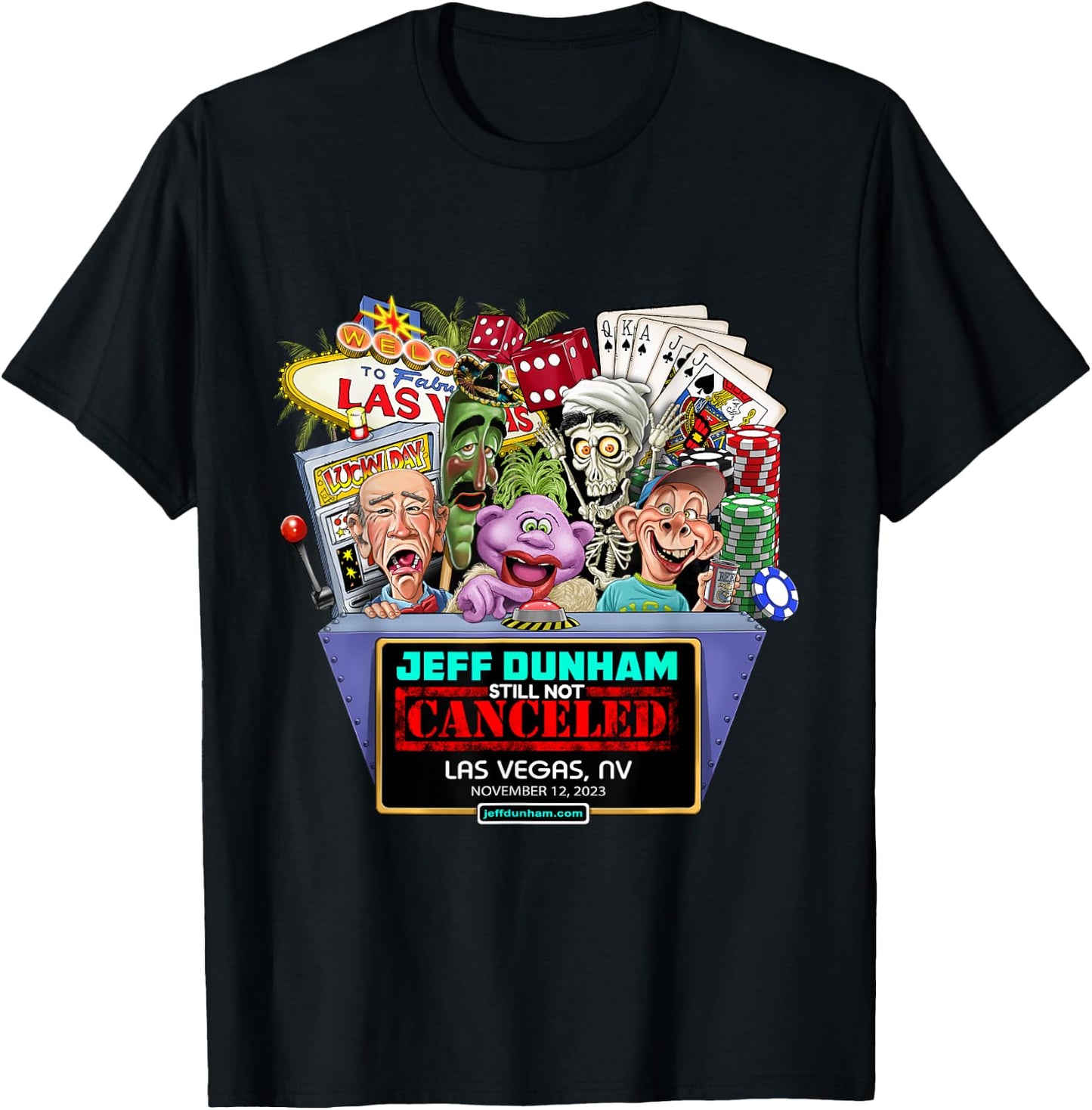 Jeff Dunham Las Vegas, NV (2023) T-Shirt - T-Shirt | Black