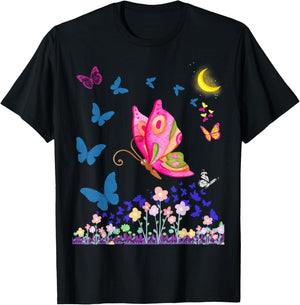Faithrizing Butterfly Lovers Design - Girls' Butterfly Shirt - Black - Small - Classic Fit - Short Sleeve T-Shirt - T-Shirt | Black