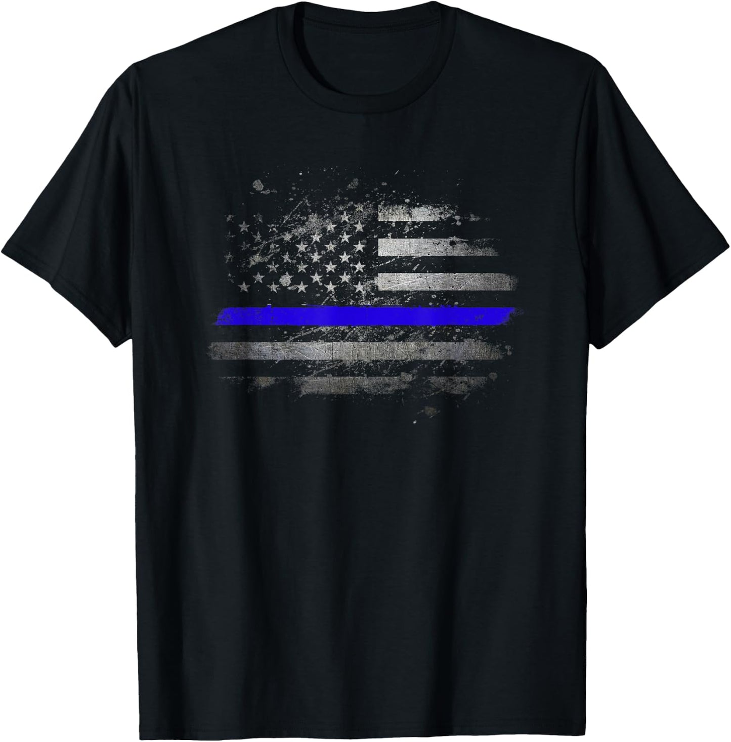 USA Flag Police Support Patriotic Law Enforcement Officer T-Shirt - T-Shirt | Black