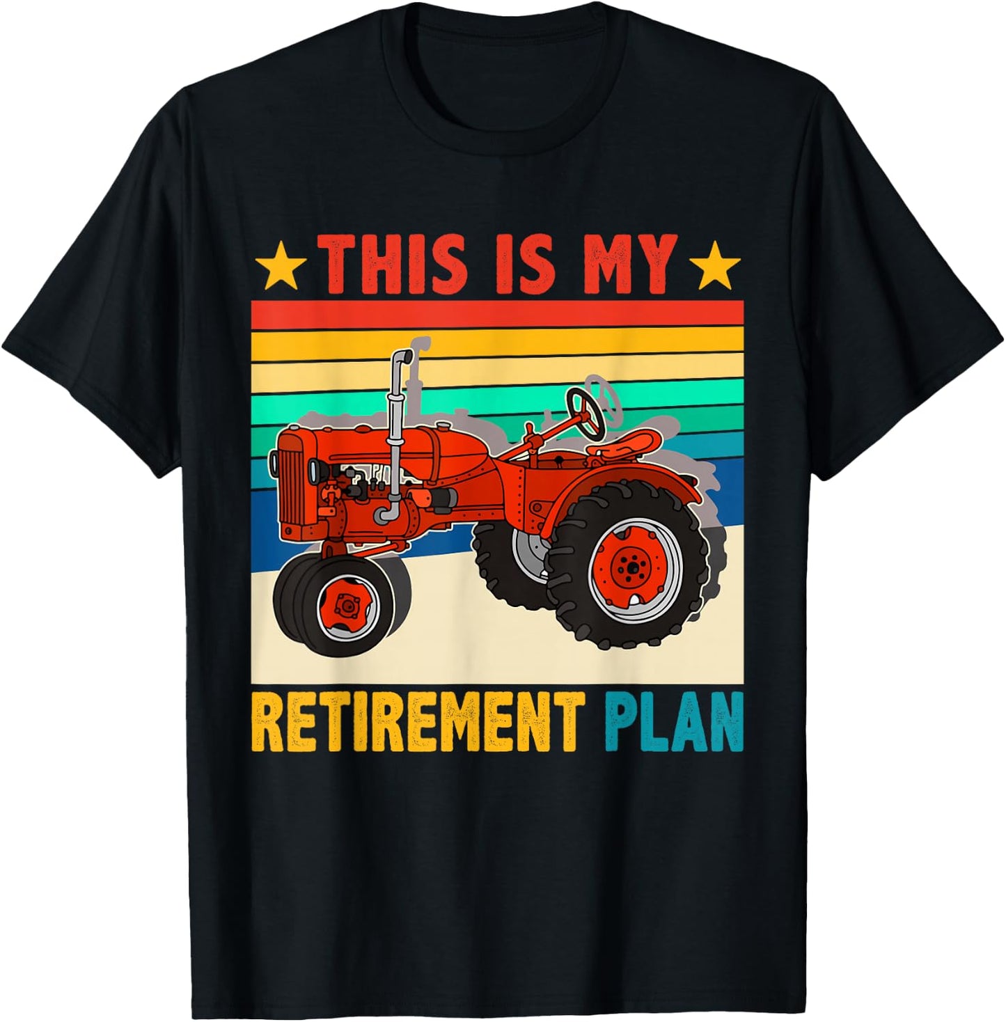 Vintage Retro This Is My Retirement Plan Funny Tractor Lover T-Shirt - T-Shirt | Black