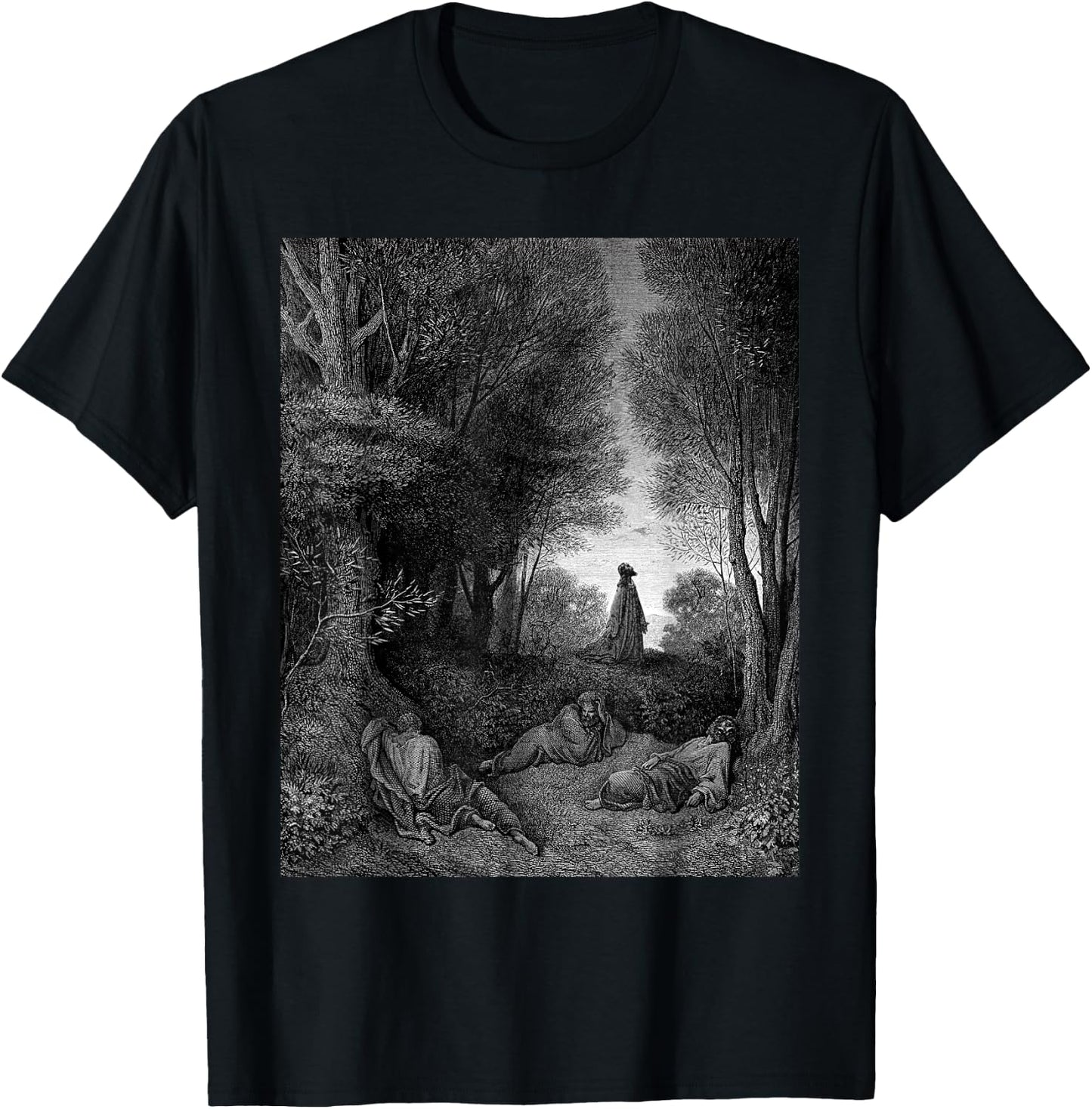 Jesus Praying in the Garden Gustave Dore Biblical Art T-Shirt - T-Shirt | Black