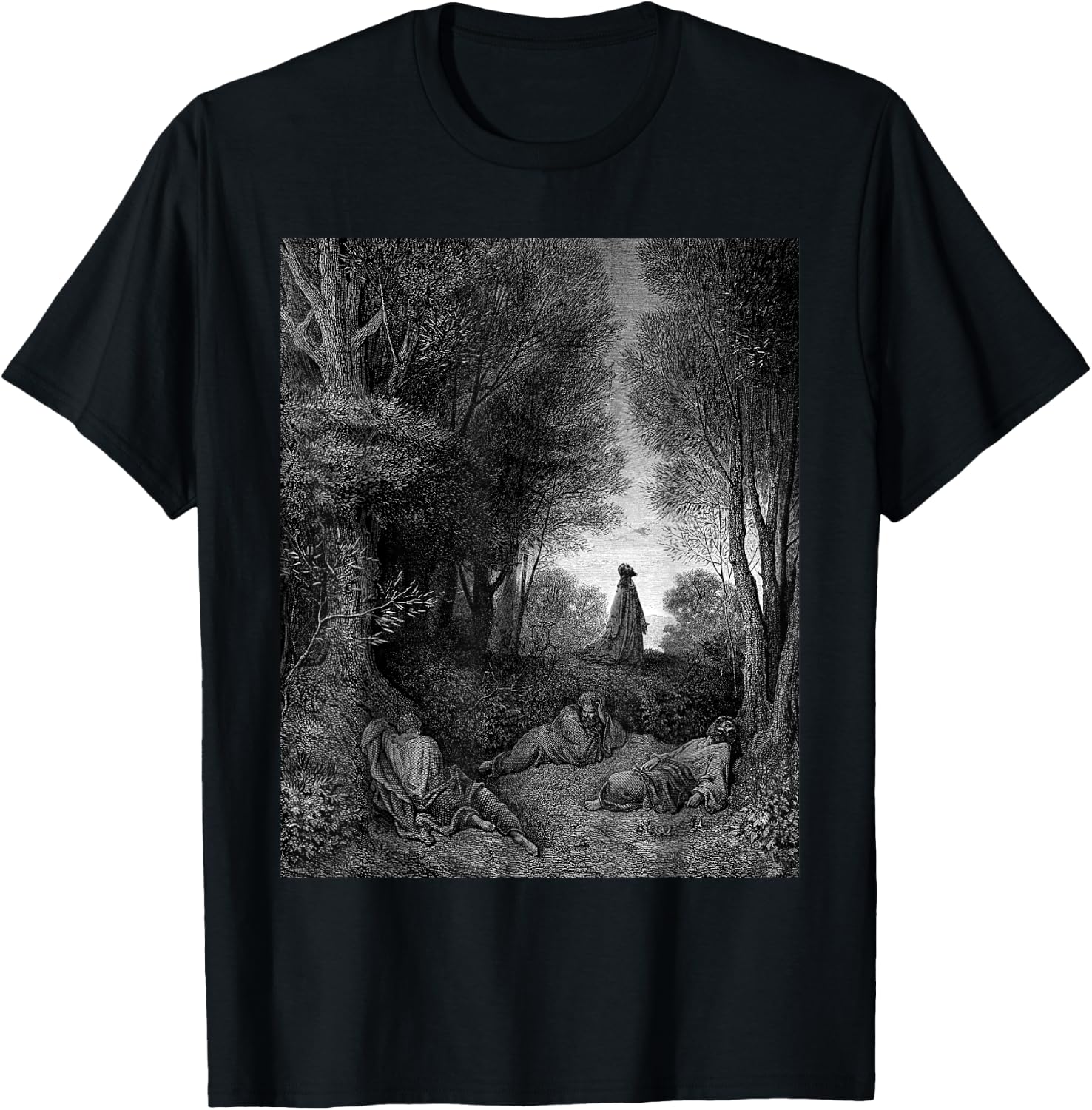 Jesus Praying in the Garden Gustave Dore Biblical Art T-Shirt - T-Shirt | Black