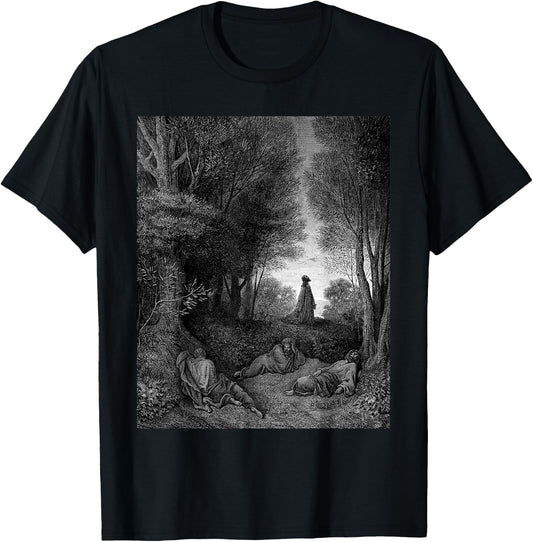 Jesus Praying in the Garden Gustave Dore Biblical Art T-Shirt - T-Shirt | Black