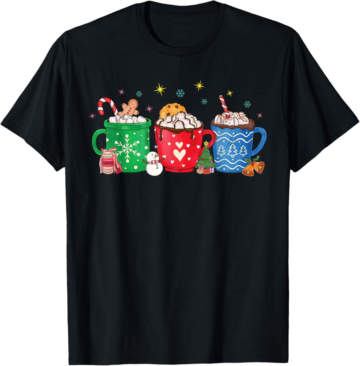Christmas Hot Chocolate Cup Peppermint Mocha T-Shirt - T-Shirt | Black