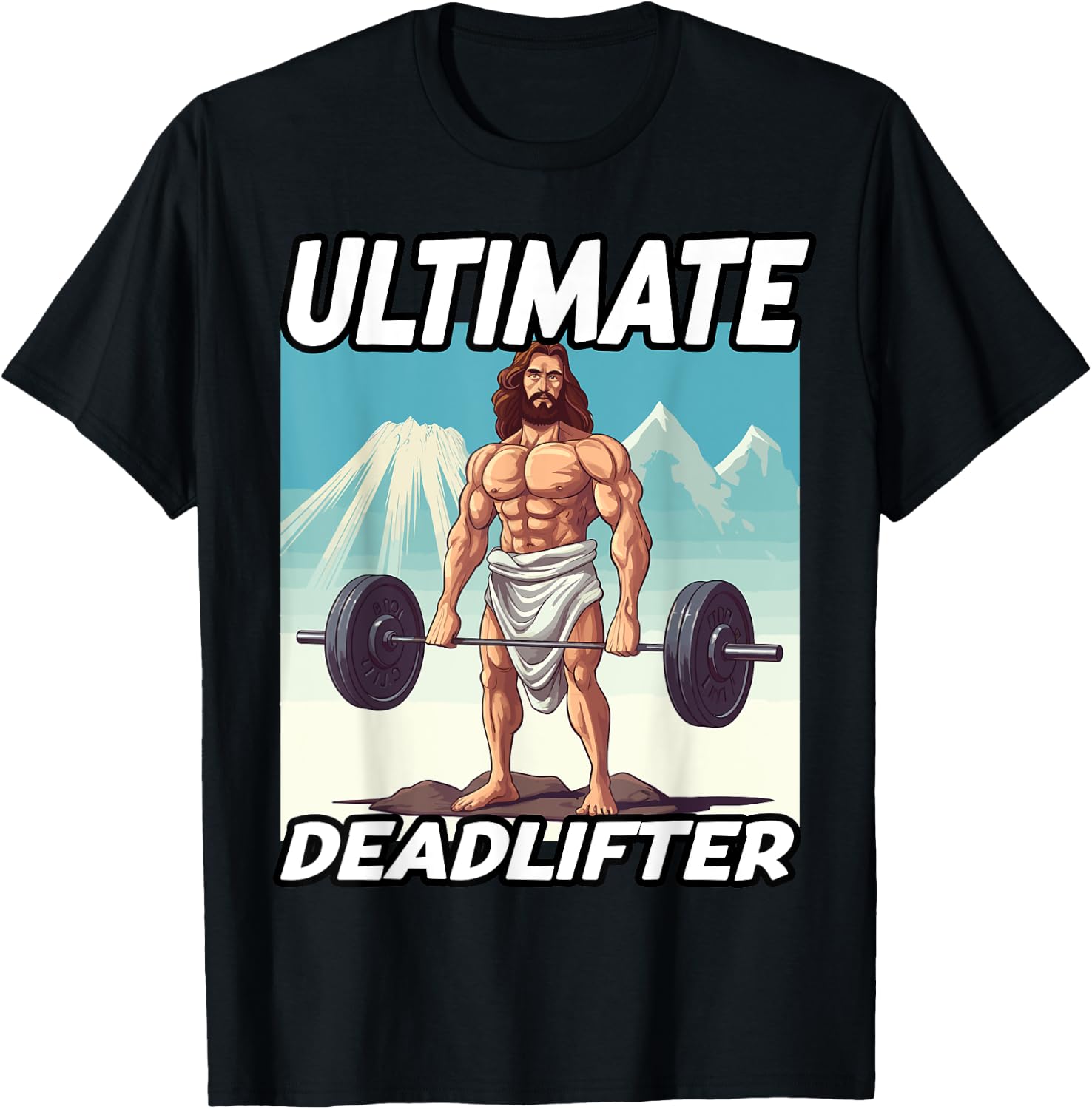 Funny Jesus Gym Workout Ultimate Deadlifter Jesus T-Shirt - T-Shirt | Black