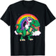Unicorn Riding Dinosaur - Mythical Animal Rainbow Unicorn T-Shirt - T-Shirt | Black