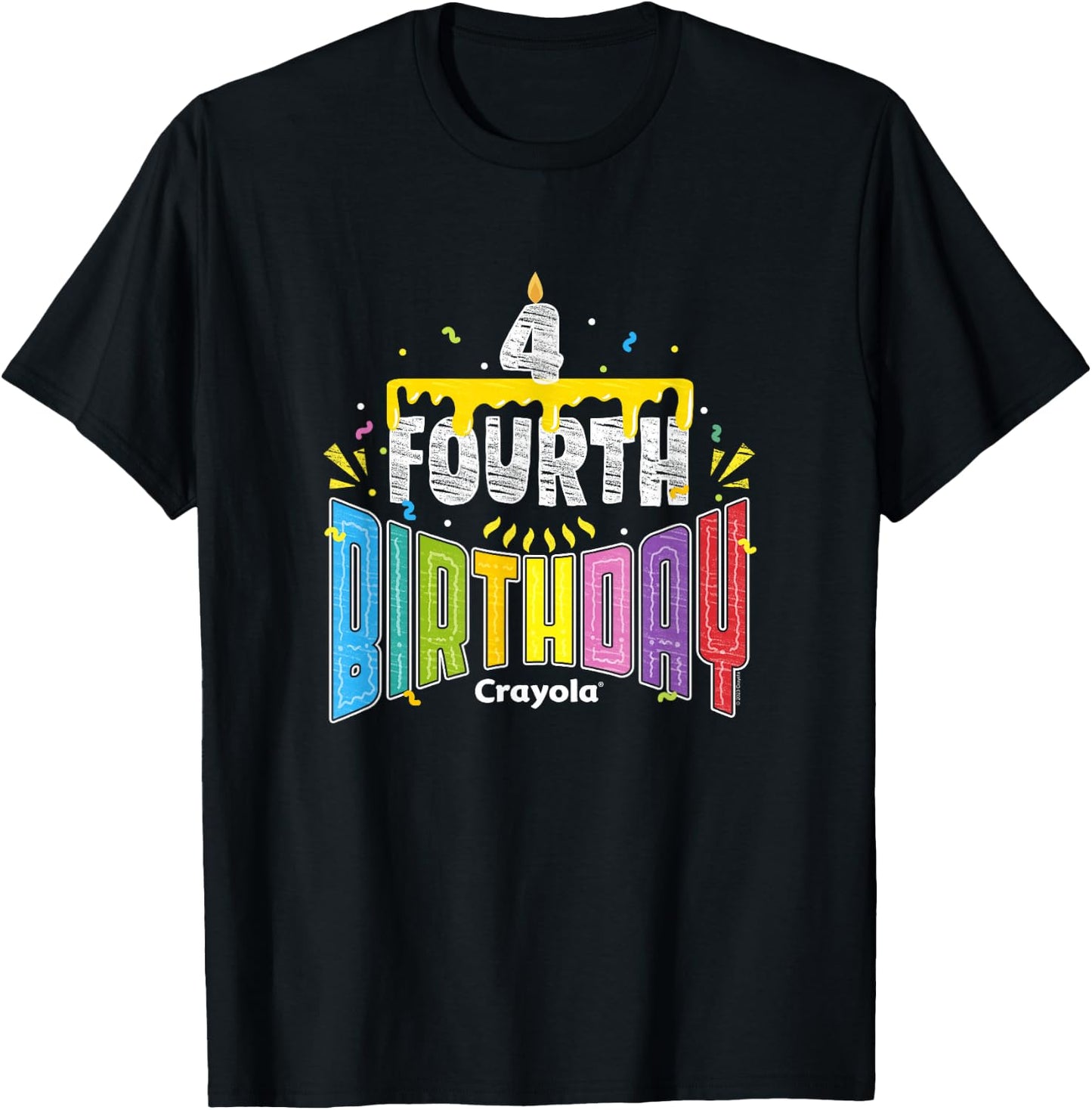 Crayola Fourth Birthday Colorful Celebration Cake Logo T-Shirt - T-Shirt | Black