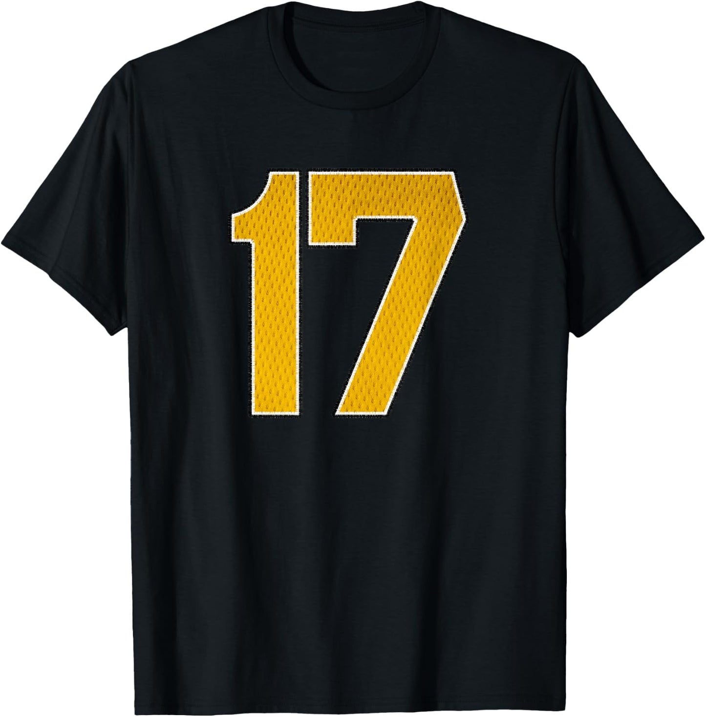 Gold Number 17 Athlete Sports Jersey Supporter Fanwear T-Shirt - T-Shirt | Black