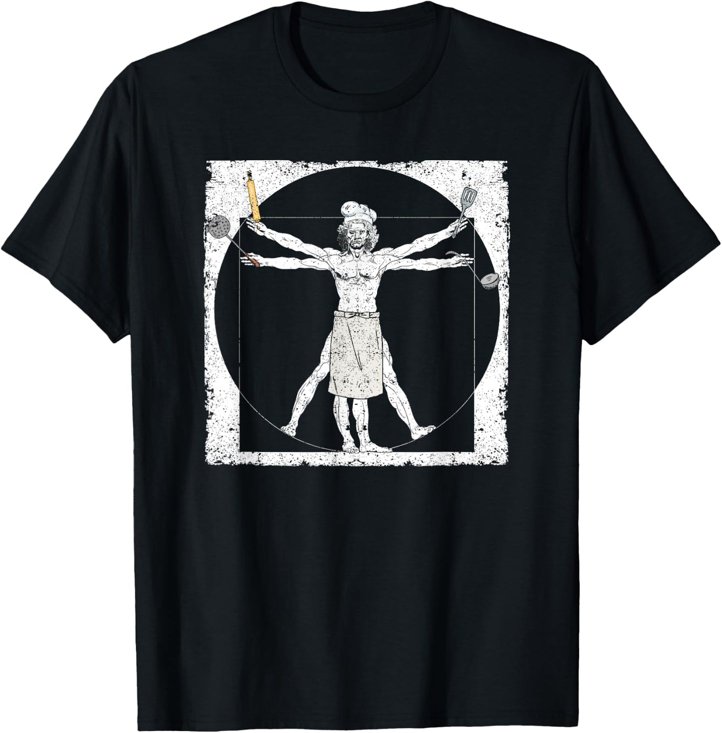 Chef Vitruvian Da Vinci Funny Cooking Chief Cook Culinary T-Shirt - T-Shirt | Black
