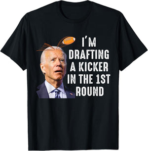 Confused Drafting Kicker Funny Fantasy Football Draft Party T-Shirt - T-Shirt | Black
