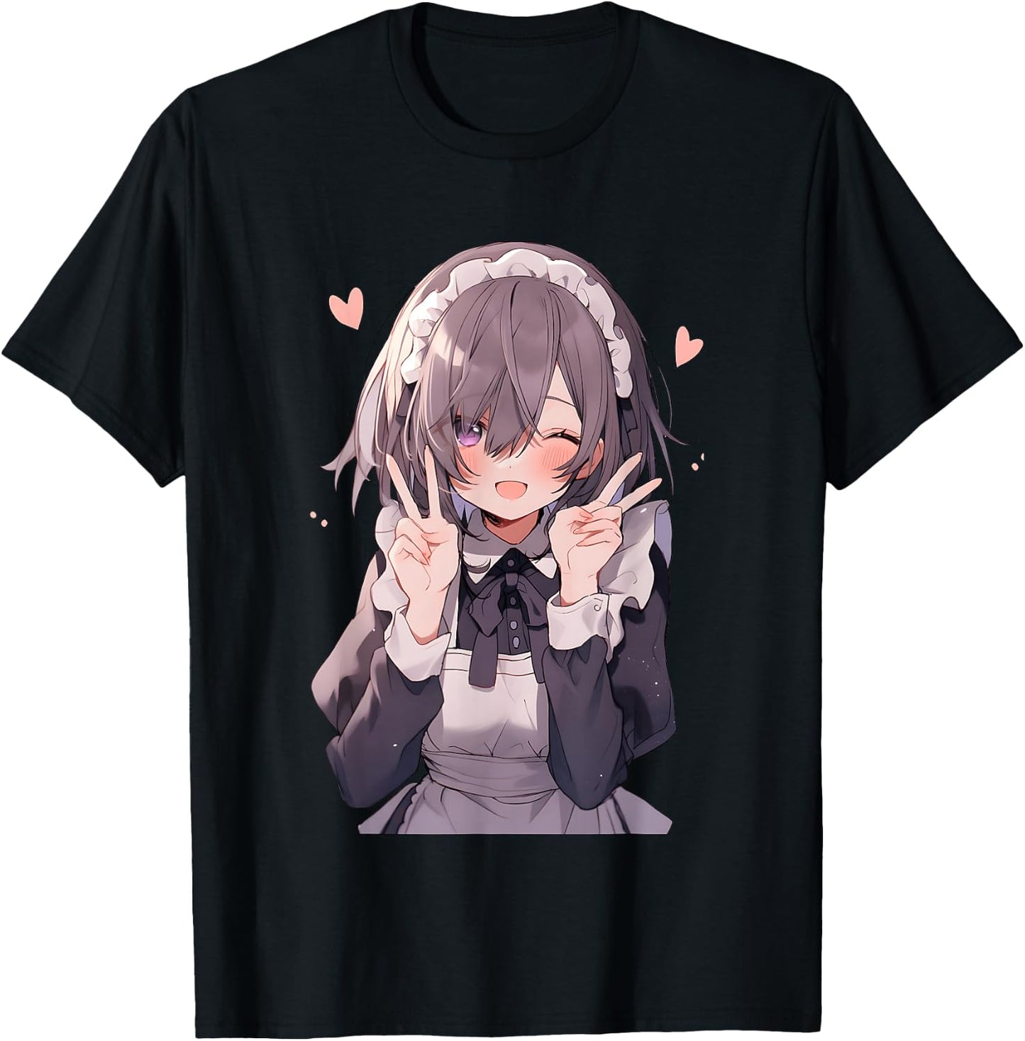 Kawaii Anime Girl Maid Cute Otaku T-Shirt - T-Shirt | Black