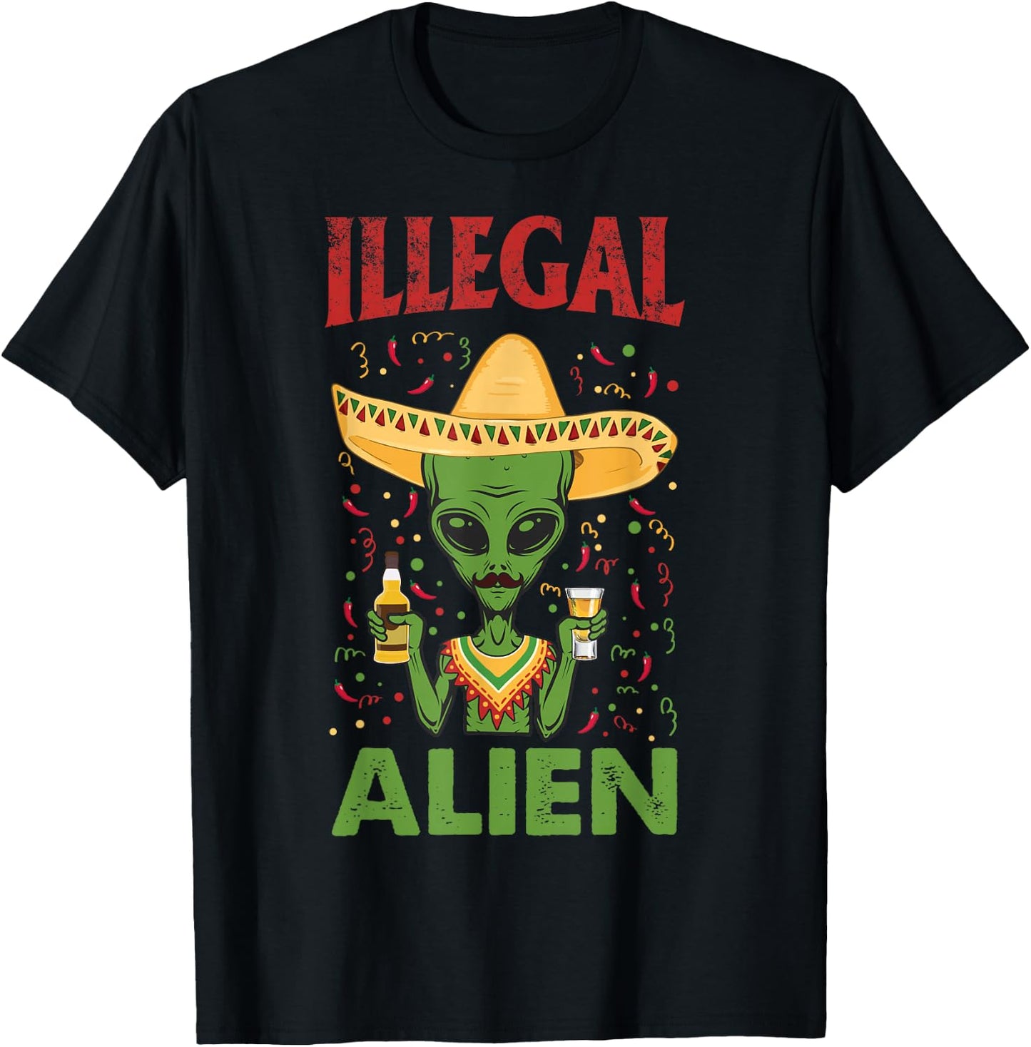 Funny Cinco De Mayo Illegal Alien Drinking T-Shirt - T-Shirt | Black