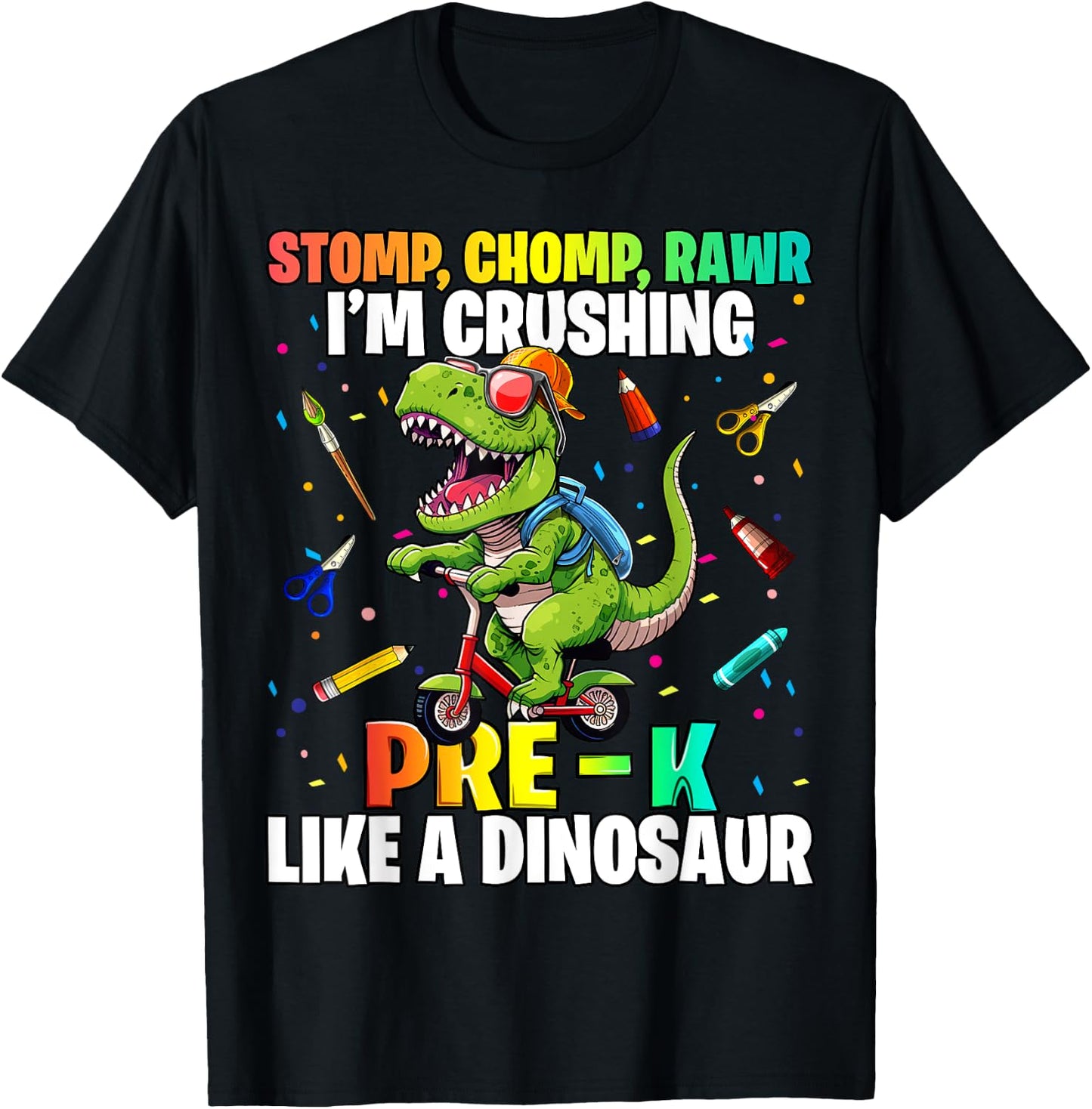 Dinosaur Pre-K Back to School First Day of School Boys T-Shirt - T-Shirt | Black