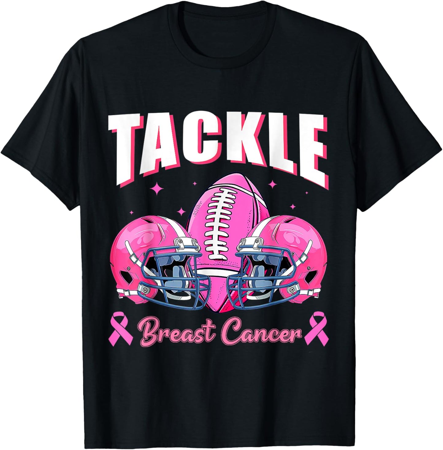Tackle Breast Cancer Awareness Football Pink Ribbon Boys Kid T-Shirt - T-Shirt | Black