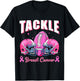 Tackle Breast Cancer Awareness Football Pink Ribbon Boys Kid T-Shirt - T-Shirt | Black