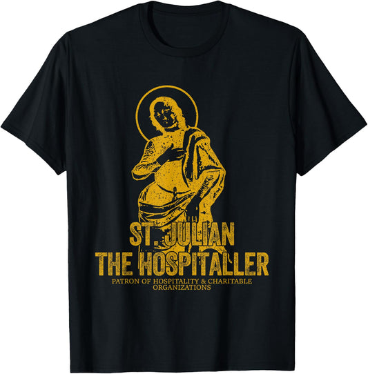 Catholicism Gold St. Julian The Hospitaller Christian Saint T-Shirt - T-Shirt | Black
