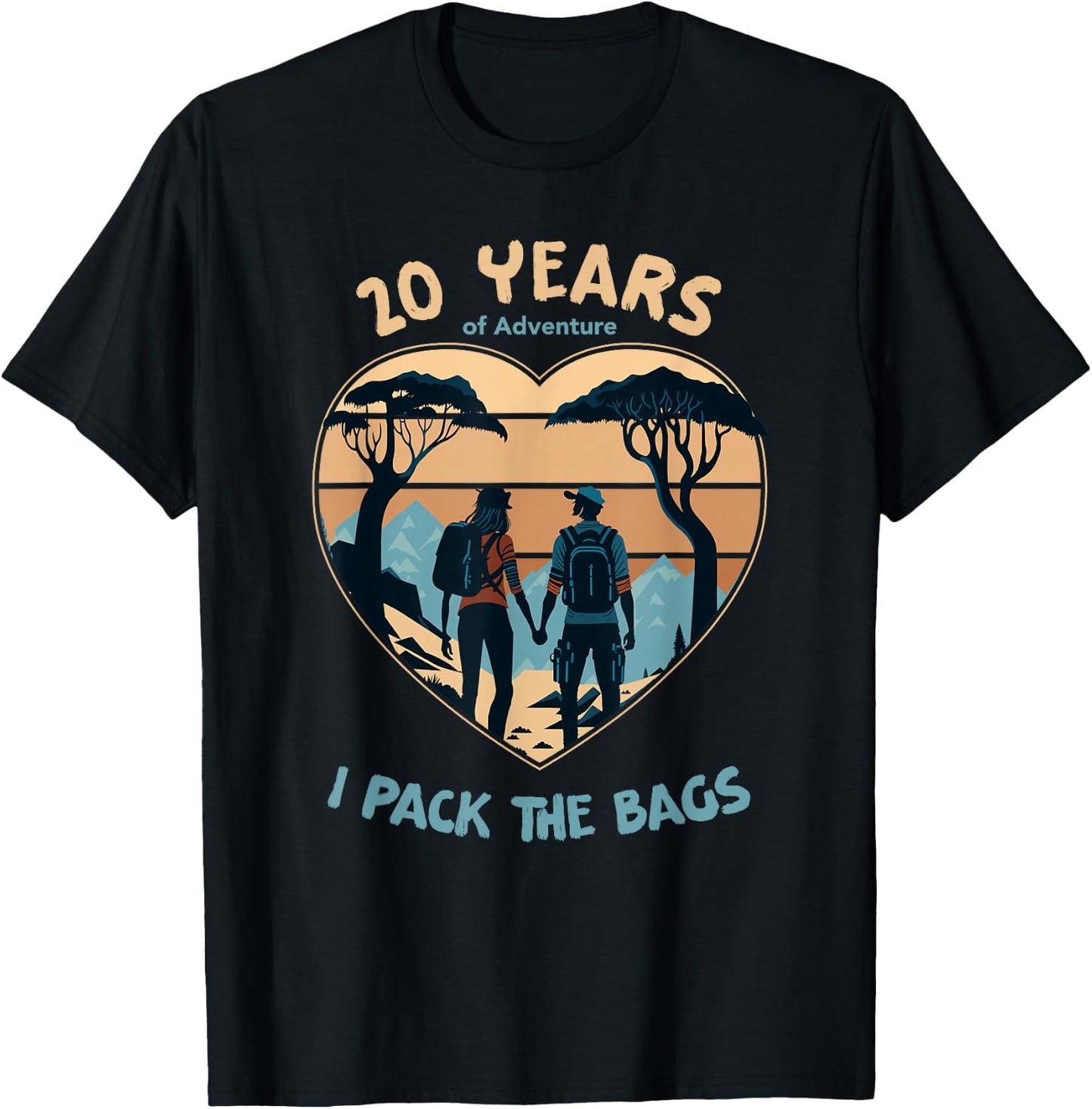 20 Years Adventure Pack the Bags 20th Anniversary Matching T-Shirt - T-Shirt | Black