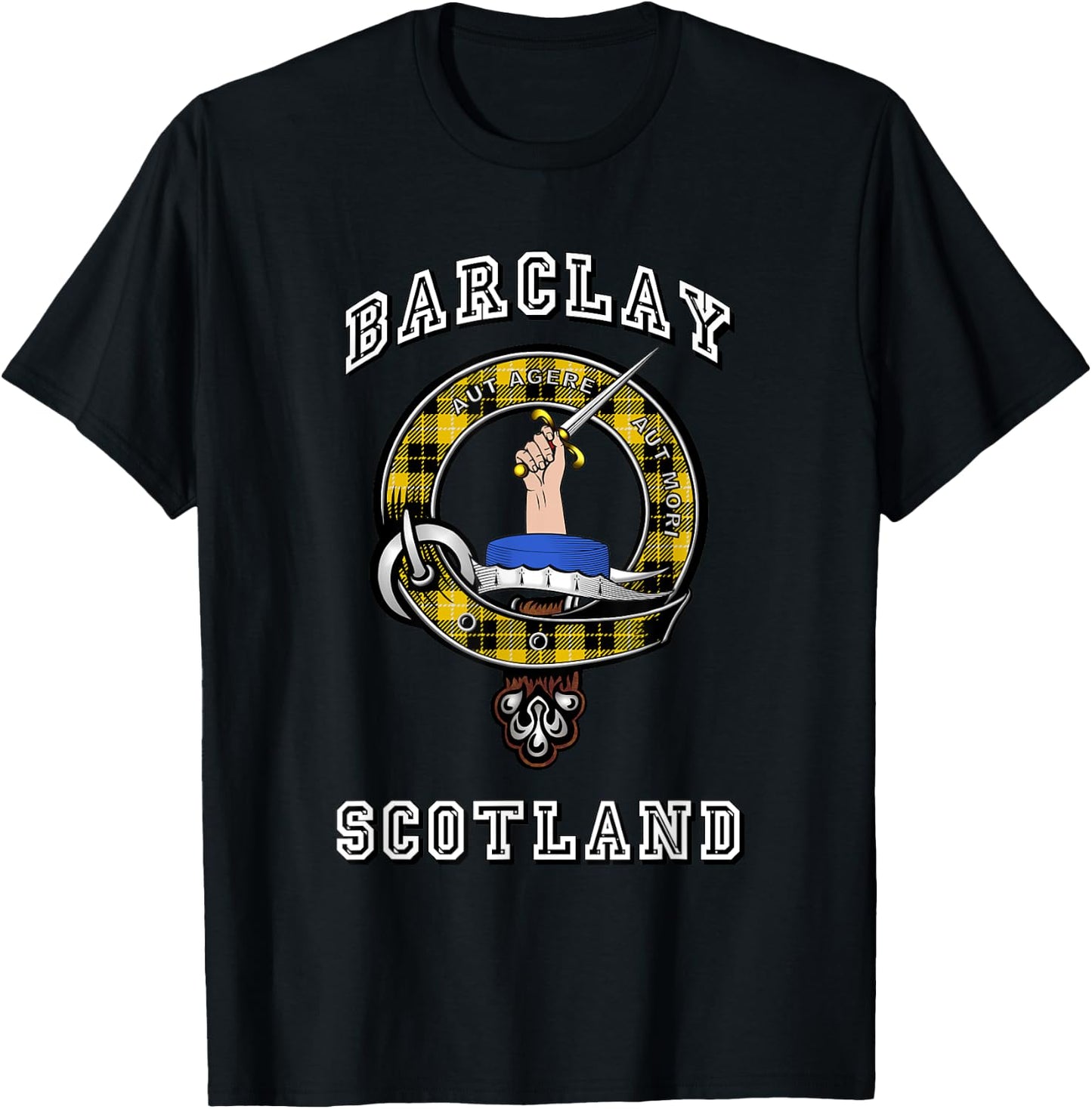 Barclay Tartan Clan Badge Athletic Style T-Shirt - T-Shirt | Black