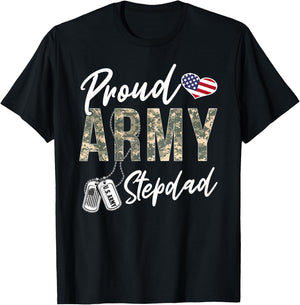 Proud Army Stepdad Army Graduation Stepdad US Army Stepdad T-Shirt - T-Shirt | Black
