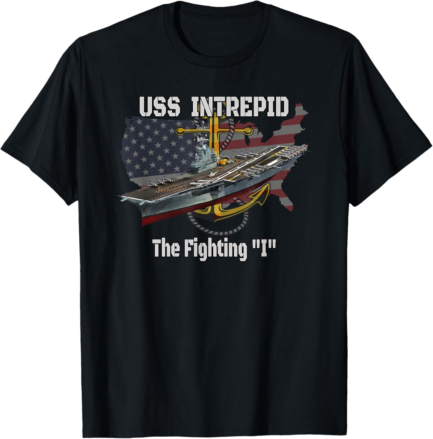 Aircraft Carrier USS Intrepid CV-11 CVA-11 CVS-11 Veterans T-Shirt - T-Shirt | Black