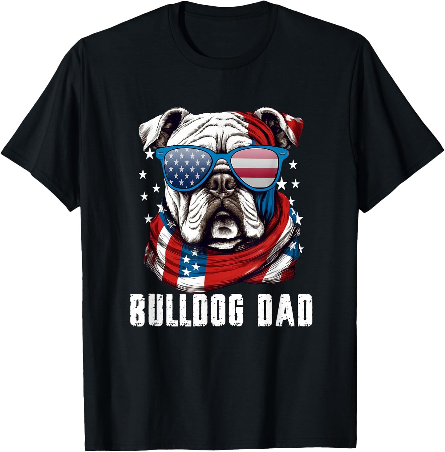 American Bulldog Dad USA Flag 4th of July Dog Father T-Shirt - T-Shirt | Black