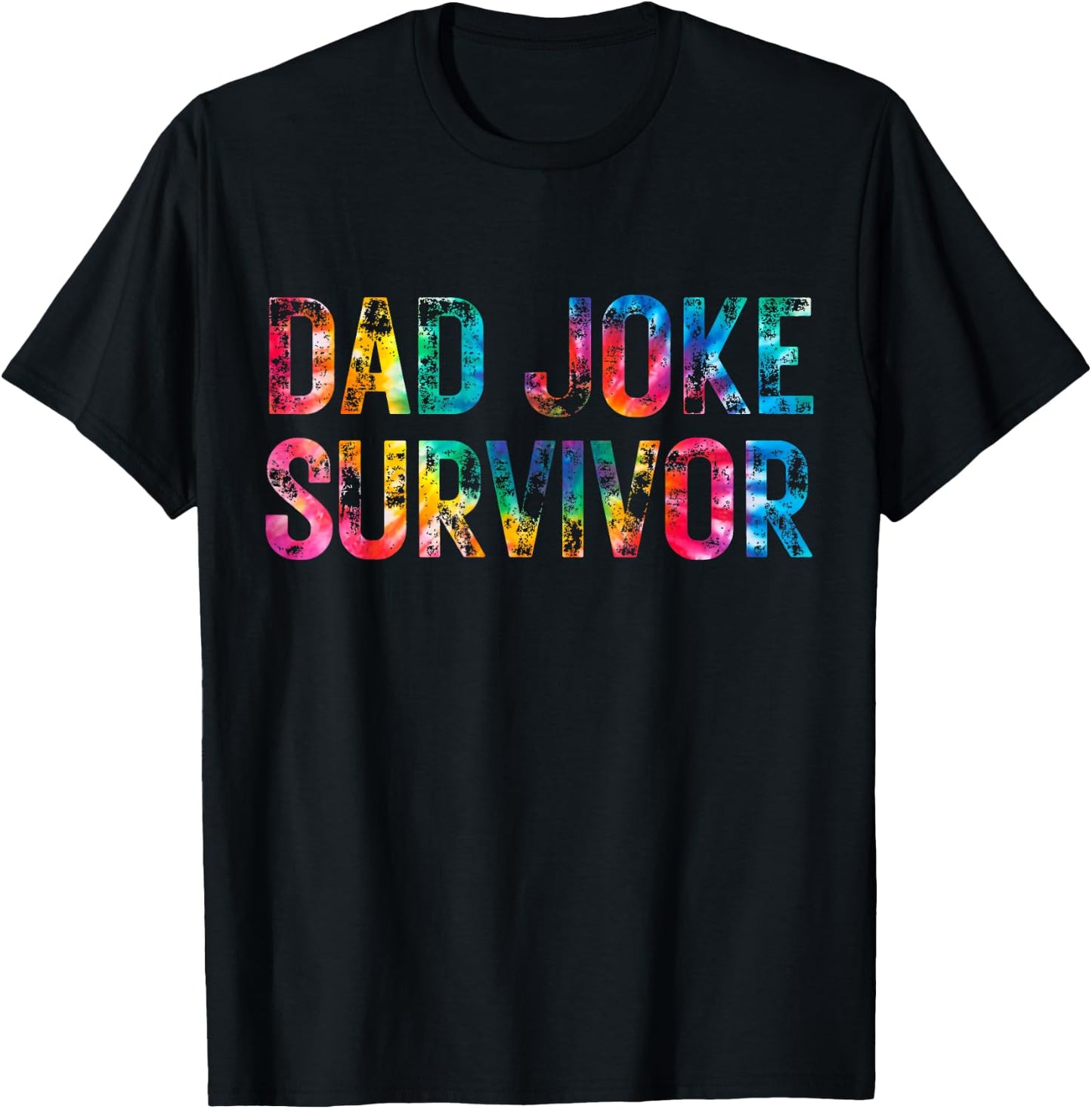 Kids Dad Joke Survivor Tie Dye Matching Father Son Dad Humor T-Shirt - T-Shirt | Black