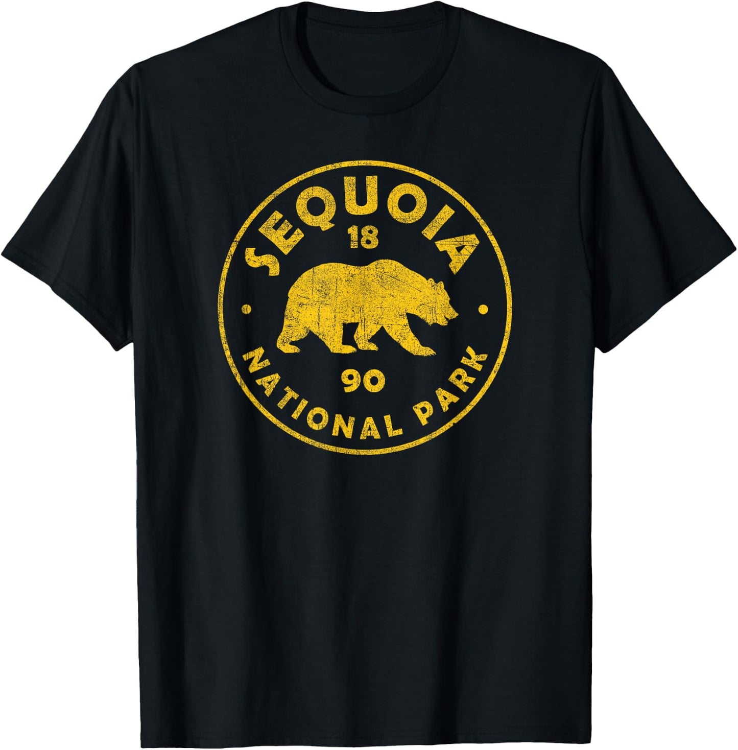 Retro Sequoia National Park Women Men Kids Vintage Hiking T-Shirt - T-Shirt | Black