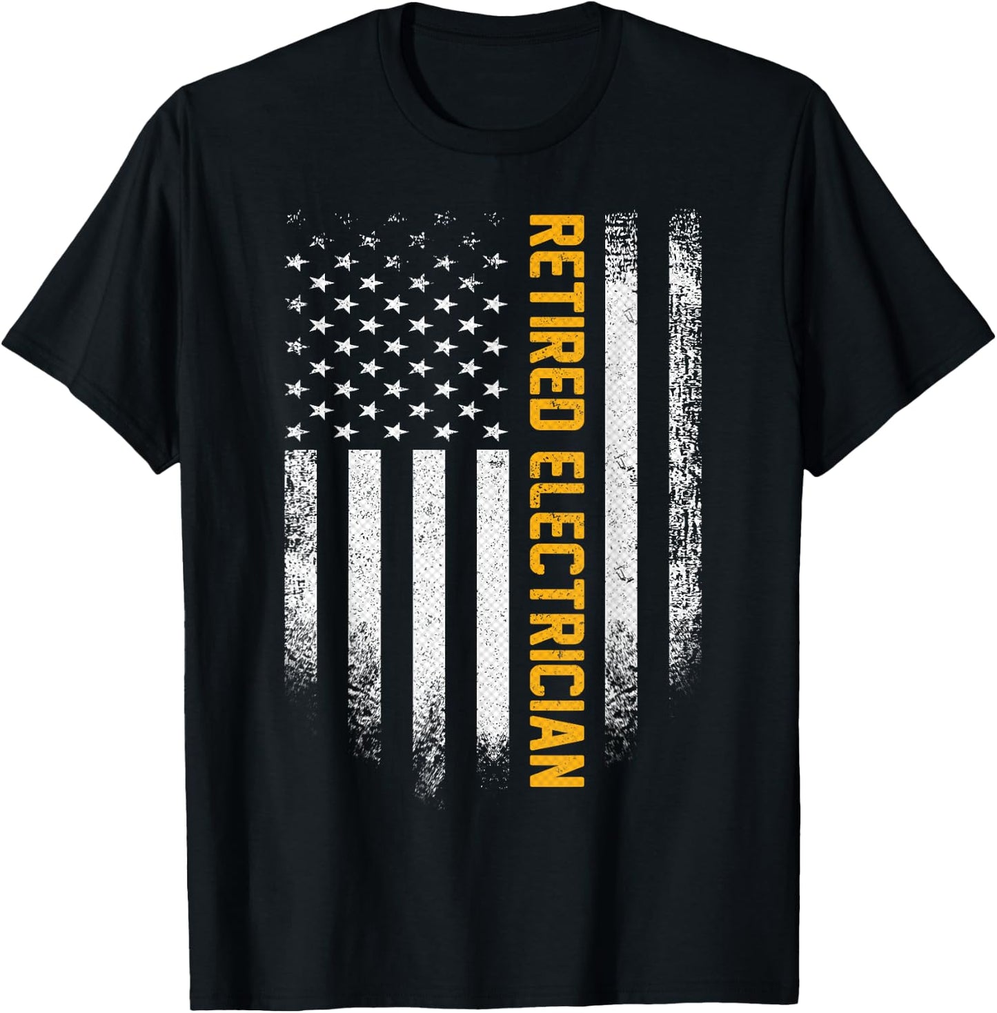 Vintage USA Flag Retired Electrician Retirement Electrical T-Shirt - T-Shirt | Black