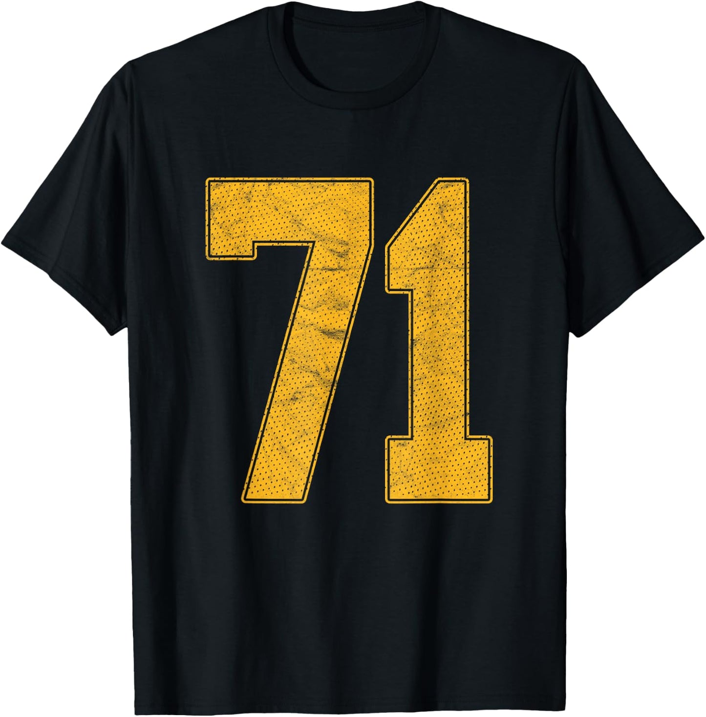 Number 71 Numbered Uniform Sports Team Jersey 71st Birthday T-Shirt - T-Shirt | Black