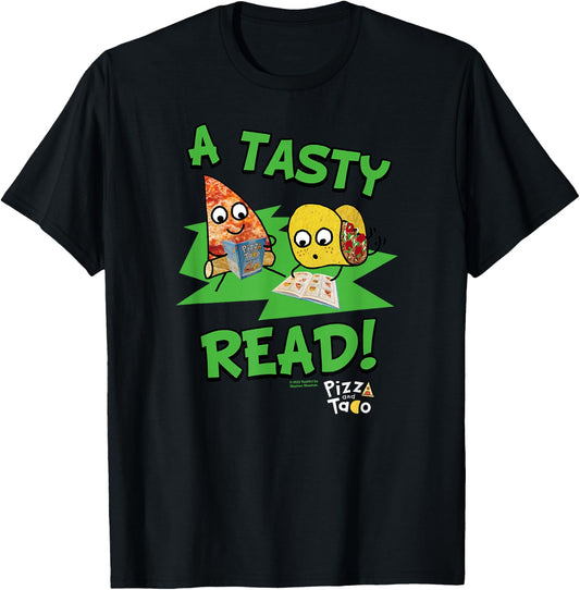 Pizza and Taco A Tasty Read T-Shirt - T-Shirt | Black