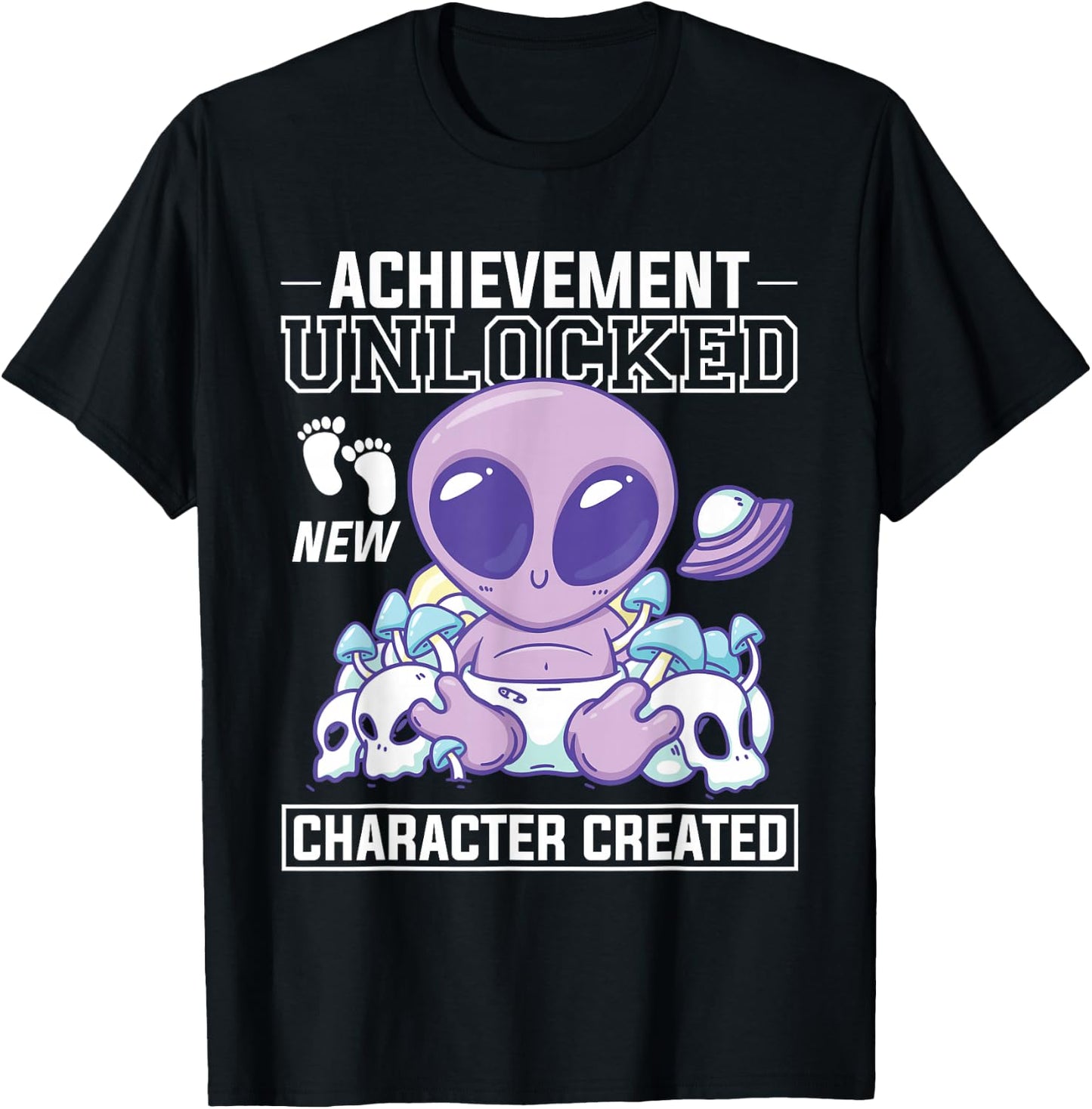 Achievement Unlocked New Character Created Gender Reveal T-Shirt - T-Shirt | Black
