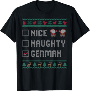 Nice Naughty German Christmas Pajama Matching T-Shirt - T-Shirt | Black