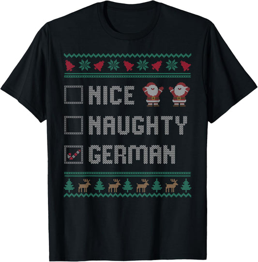 Nice Naughty German Christmas Pajama Matching T-Shirt - T-Shirt | Black