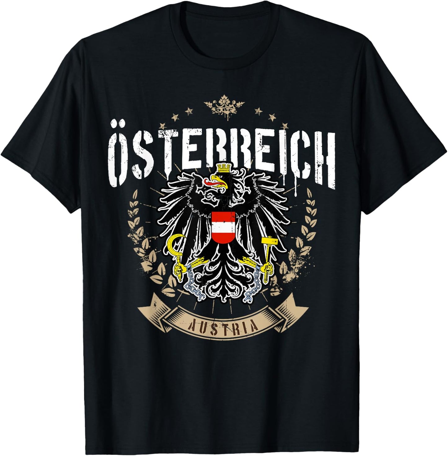 Austria Retro Eagle Coat of Arms Austria Men Women Children T-Shirt - T-Shirt | Black