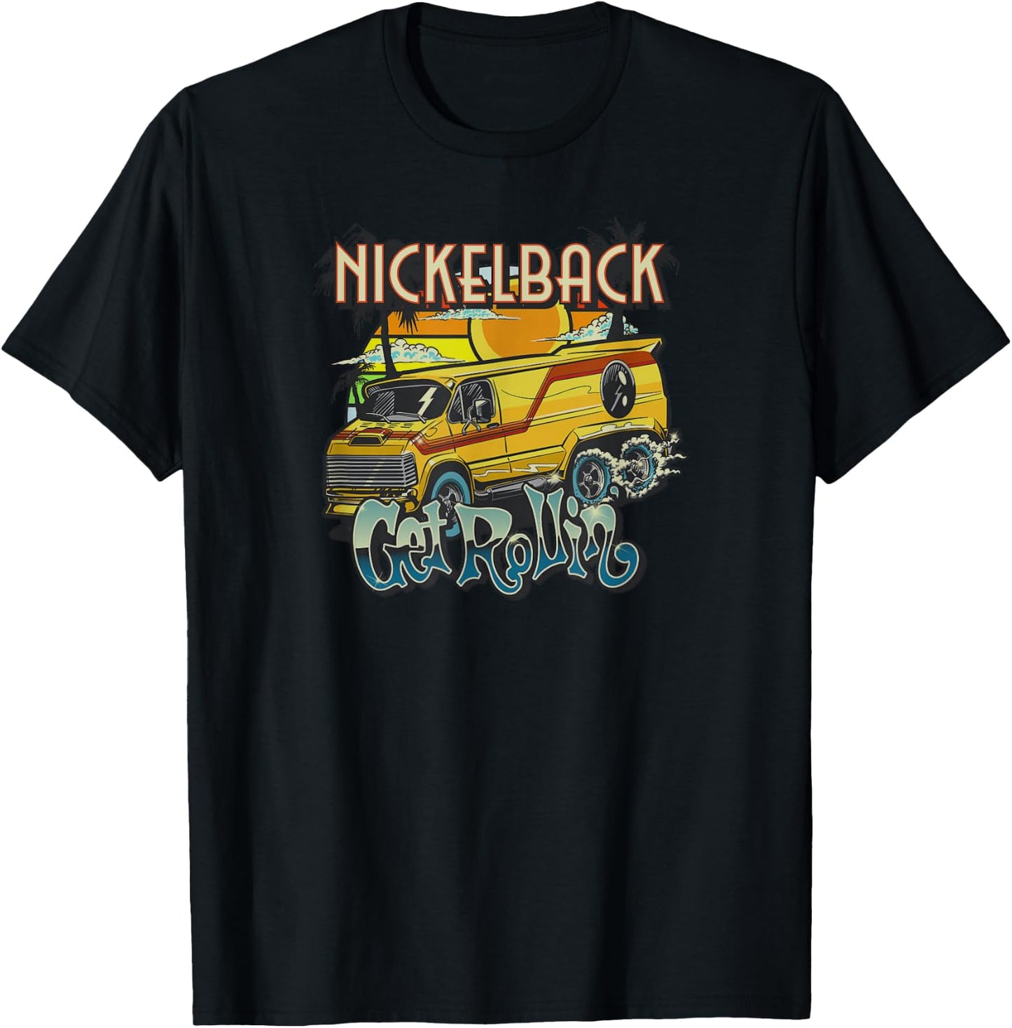 Nickelback Get Rollin' Cover (Blue) T-Shirt - T-Shirt | Black