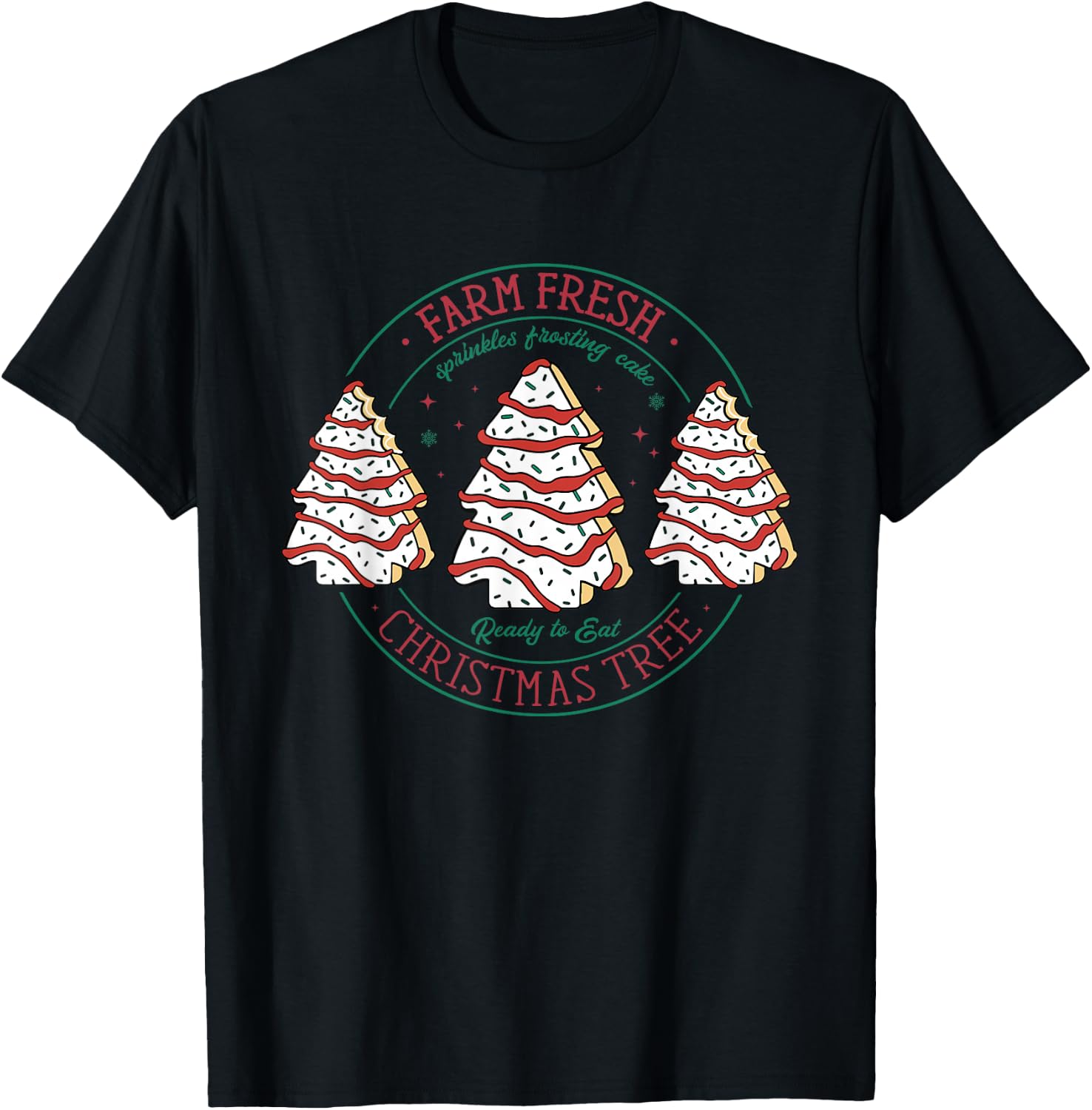 Farm Fresh Christmas Tree Frosting Frosted Cake Debbie T-Shirt - T-Shirt | Black
